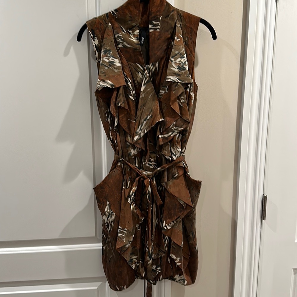 Edun silk brown ruffle dress size xs